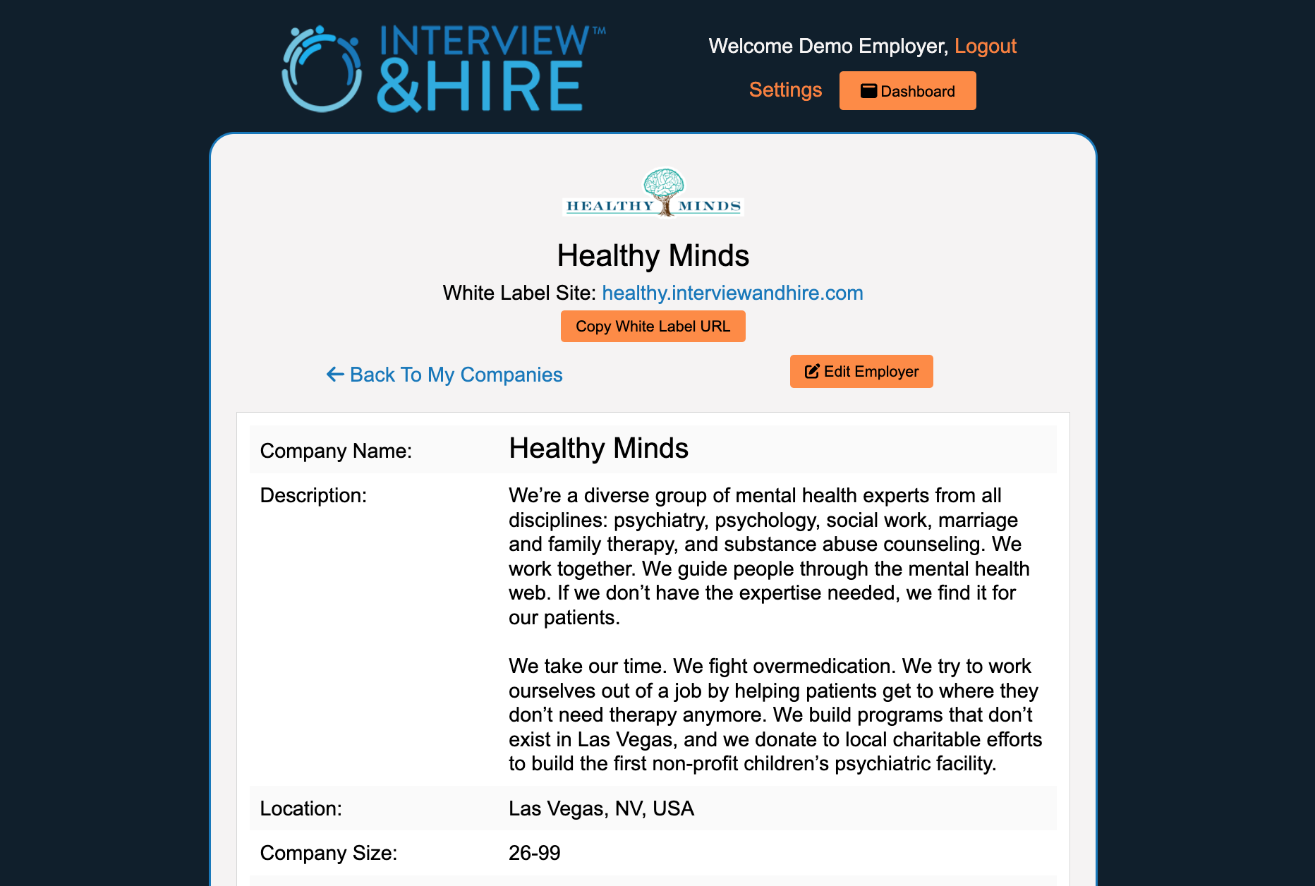 InterviewandHire website